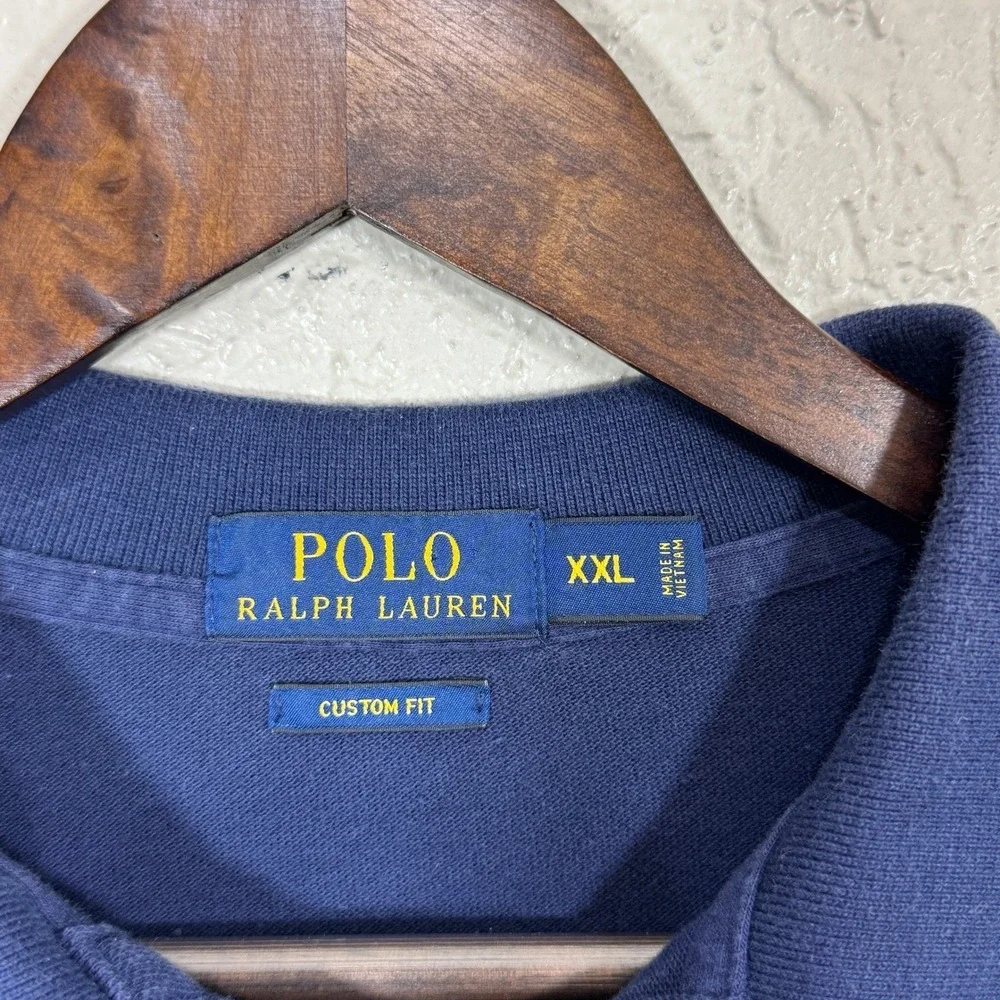 Polo Ralph Lauren Long Sleeve Polo Top XXL Navy Custom Fit Preppy 100% Cotton